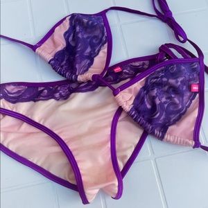 2 piece bikini from Chyna Doll. Adjustable tie bottoms and top.